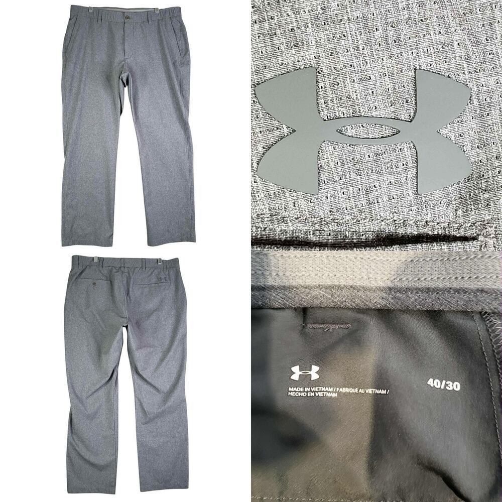 Under Armour UA Golf Pants Mens Size 40x30 Gray Loose Flat Front Chino